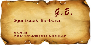 Gyuricsek Barbara névjegykártya